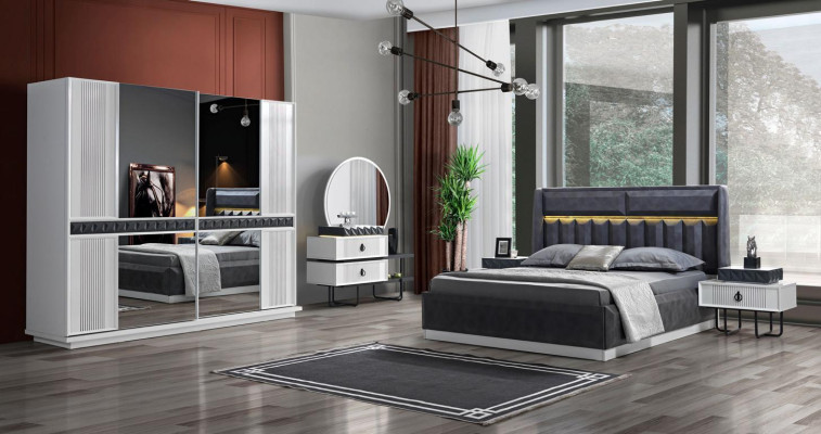 Bedroom Set Bed 2x Bedside table 5 pcs Design Modern Luxury Complete it