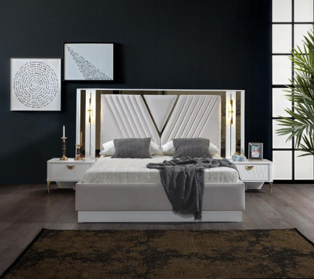 Bedroom Set Bed 2x Bedside table 4pcs Design Modern Luxury Complete it