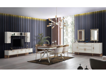 Dining room Dining set Set Table 4x Chairs Sideboard 2x Mirror 8pcs new