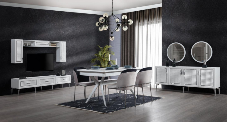 Dining room Set Table 4x Chairs 5pcs new White Dining set Modern Luxury