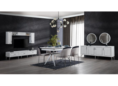 Dining room Set Table 4x Chairs 5pcs new White Dining set Modern Luxury