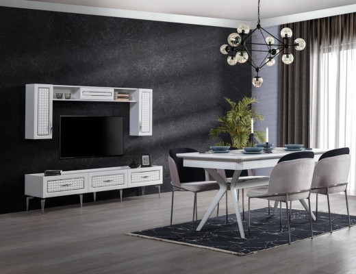 Dining room Set Table 4x Chairs 5pcs new White Dining set Modern Luxury