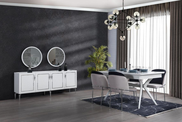 Dining room Set Table 4x Chairs 5pcs new White Dining set Modern Luxury