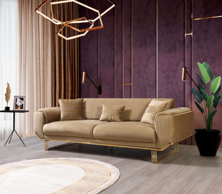 Living room Sofas 3 Seater Upholstery Luxury Texti Couch Design Beige Couches