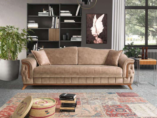 Living room 3 Seater Design Couch Red Upholstery Sofas new Modern Beige