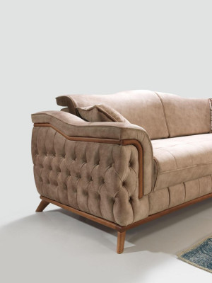Living room 3 Seater Design Couch Red Upholstery Sofas new Modern Beige