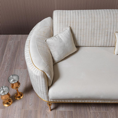 Sofa 3 Seater Designer Sofa Couch Upholstery Sofas Textile White Modern Three Seater