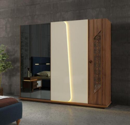 Bedroom Wardrobe Wardrobe Wood Design brown Luxury LED Cabinets