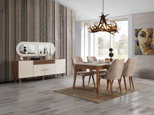 Dining room Design Furniture Modern Table 4x Chairs 5pcs. Set Suite new