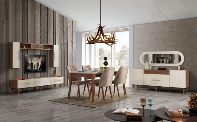 Dining room Design Furniture Modern Table 4x Chairs 5pcs. Set Suite new