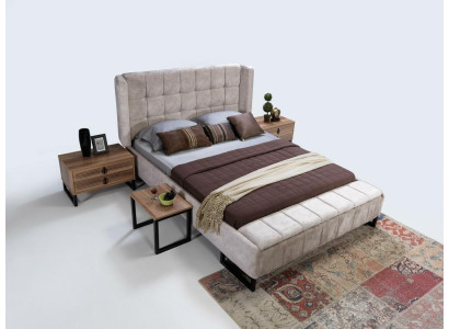 Bed Double bed Furniture Furnishings Bedroom Design Fabric Textile new