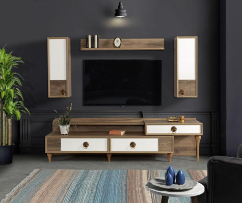 Living room Wall unit TV-cabinet Lowboard Wood Brown Furniture TV new Modern