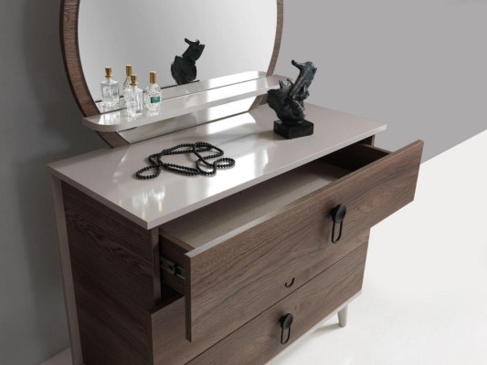 Chambre à Coucher Commode Avec Miroir Luxe Modern Meuble Set 2pcs Bois Neuf
