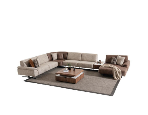 Living landscape Corner sofa Suite Design Modern Coffee table Brown 2-piece