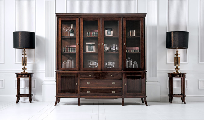 Wall cabinet noble sideboard wood baroque style high gloss buffet display case wardrobe