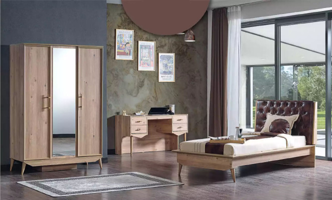 Wardrobe wooden cabinet brown Bedroom Furniture Coat rack Wardrobe