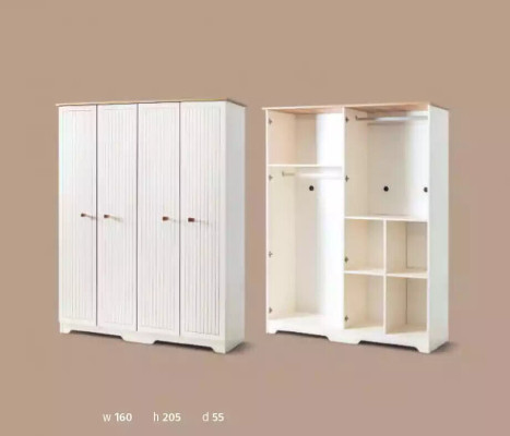 Classic Furniture Shelf Cabinets Wardrobe Bedroom Wood 160cm Luxury