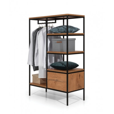 5pcs. Complete Set Wood Bedroom Loft Style Design Bed Chest of drawers Wardrobe