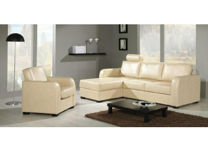 Corner sofa Sofa Couch Leather Textile Fabric Living landscape Suite Upholstery Corner CAPRI