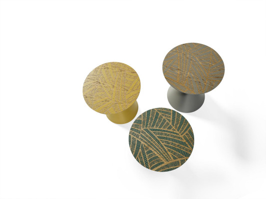Luxurious set of 3 designer tables made of natural wood for the living room