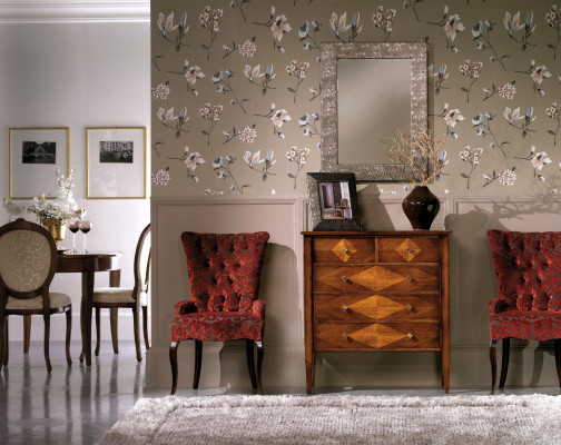 Set Chest of drawers Mirror Chests of drawers Wood Art déco Luxury Design Living room Suite 4 pieces