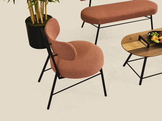 Set 4pcs. Stool 2x Chairs Coffee table Seat Stool Textile Wood Designer