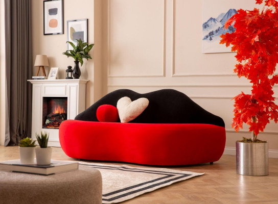 Luxury Bed Red 3 Seater Sofa Designer Furniture Couches Living room Sofas