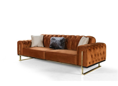 Luxury Chesterfield Sofa 3 - Seater Brown Cognac Sofas Upholstery Textile Couches