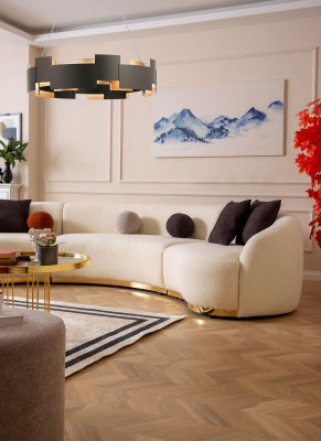 Designer Round sofa White Corner suite Modern Furniture in Living room Luxury