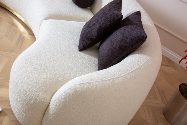 Designer Round sofa White Corner suite Modern Furniture in Living room Luxury