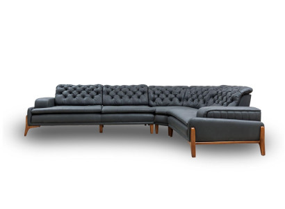 Luxury Corner sofa L-shape with music system Modern gray Upholstered furniture Imitation leather