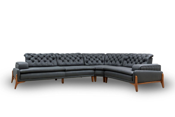 Luxury Corner sofa L-shape with music system Modern gray Upholstered furniture Imitation leather