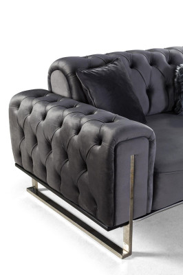 Luxury Chesterfield Sofa 3 Seater Gray Sofa Upholstery Textile Couches