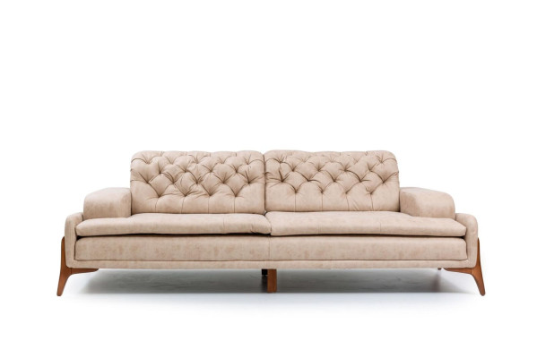 Modern Sofa 3 - Seater Designer Beige Color Style 240 cm Living room Beige Sofas