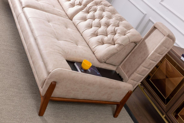 Modern Sofa 3 - Seater Designer Beige Color Style 240 cm Living room Beige Sofas