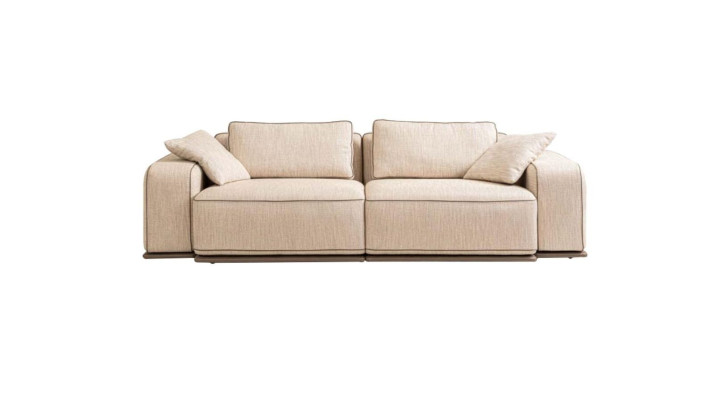 Couch Three Seater Modern Sofa 3 Seat Beige Fabric Fabric Sofa Upholstered Sofa