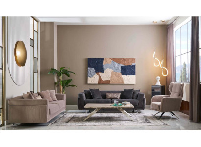 Couch set Complete e Sofas Fabric sofa Upholstered sofas Beige set 4 pieces