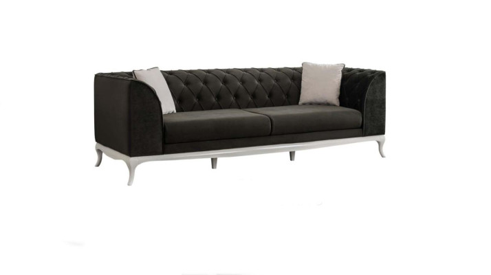 Living room Three Seater Chesterfield Couch Sofa 3 Seater Black Fabric Fabric Sofa