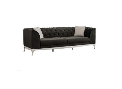 Living room Three Seater Chesterfield Couch Sofa 3 Seater Black Fabric Fabric Sofa