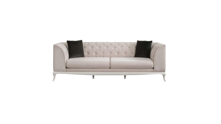 Living room Fabric Sofa Three Seater Chesterfield Couch Sofa 3 Seater Beige Fabric