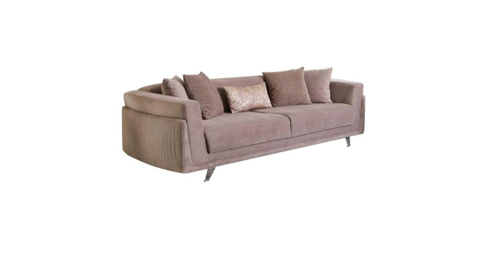 Design Fabric Sofa Three Seater Couch Sofa 3 Seat Beige Fabric Upholstered Sofa
