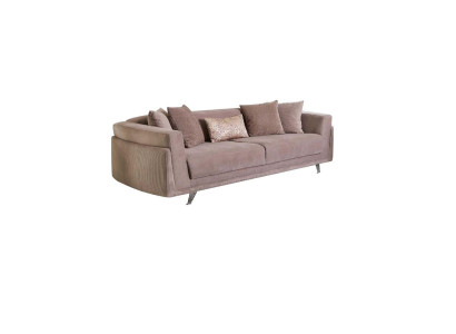 Design Fabric Sofa Three Seater Couch Sofa 3 Seat Beige Fabric Upholstered Sofa