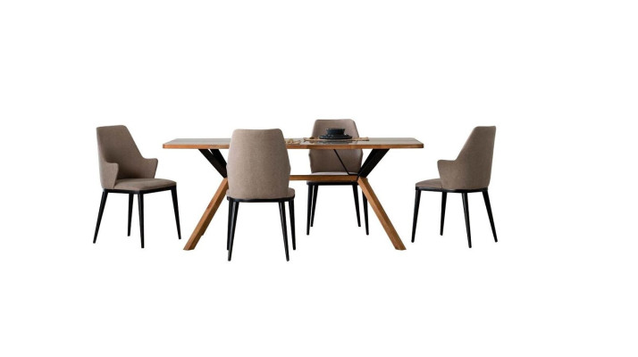 Dinette Table Set Dining room Dining room table Chairs 5pcs Brown Wood