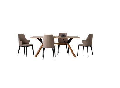 Dinette Table Set Dining room Dining room table Chairs 5pcs Brown Wood