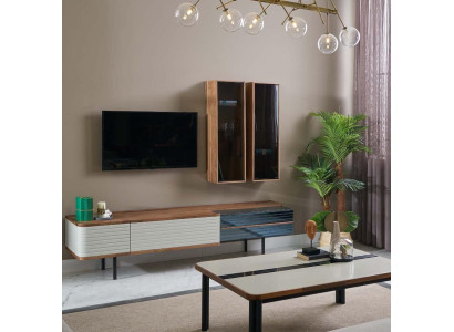 Wall unit TV stand TV cabinet Lowboard Sideboard Brown Wood Wardrobe Modern