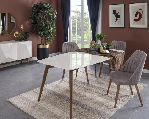 Modern Complete Dining table Modern 4x Chairs Design Dining room Furniture