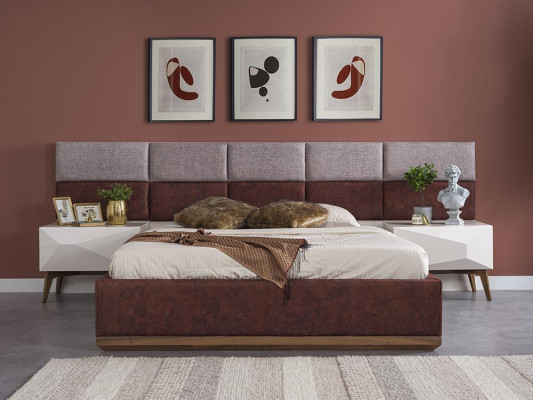 Modern bedroom furniture Complete Furnishings Design Bed 2x Bedside tables