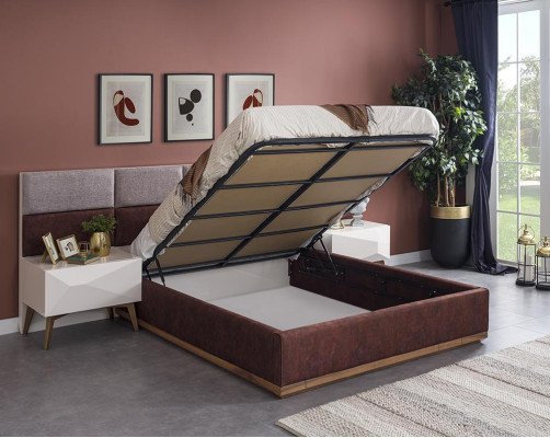 Modern bedroom furniture Complete Furnishings Design Bed 2x Bedside tables