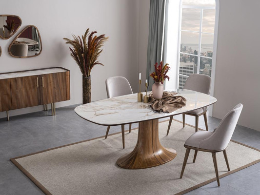 Luxury Complete Dining table 4x Chairs Luxury Dining room Furnishings Design Furniture