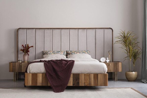 Bedroom Set Double Bed Modern 2x Bedside tables Luxury Chest of drawers with Mirror